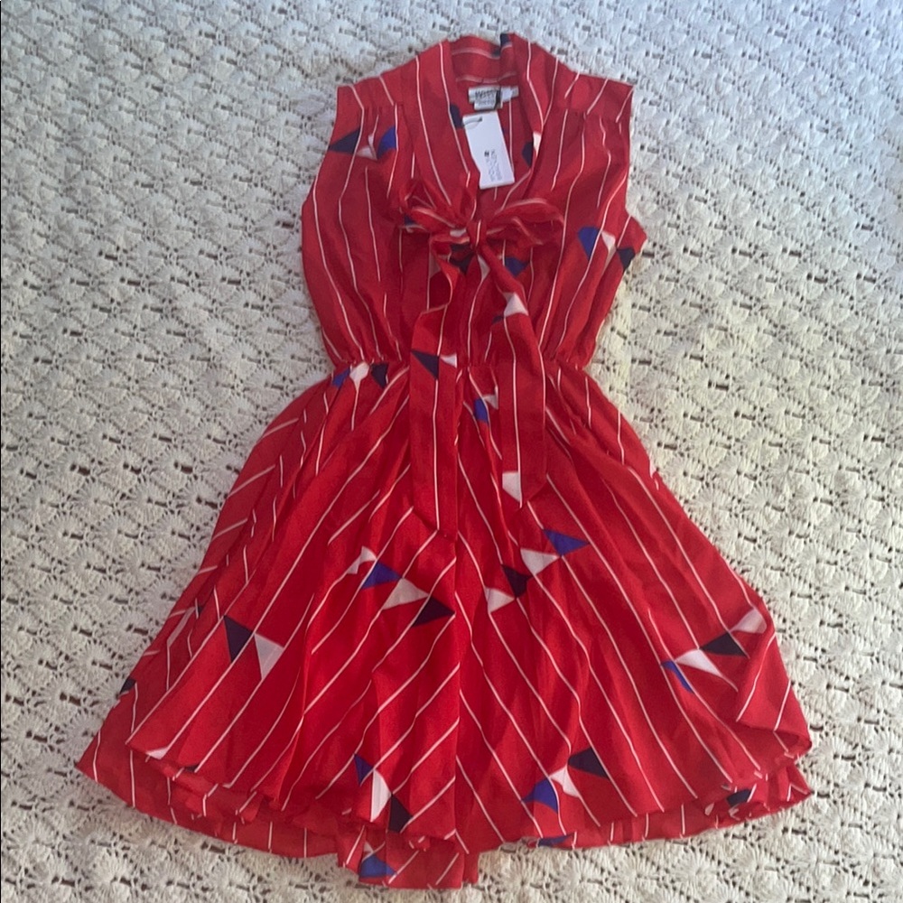 Adorable Molly Bracken Red Geometric Midi Dress